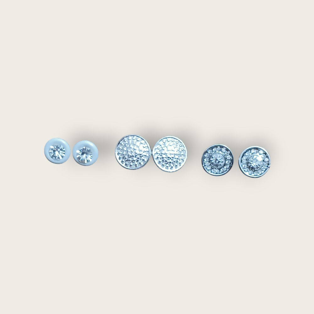 🌟3/$15 Silver Sparkling Round Earring Set